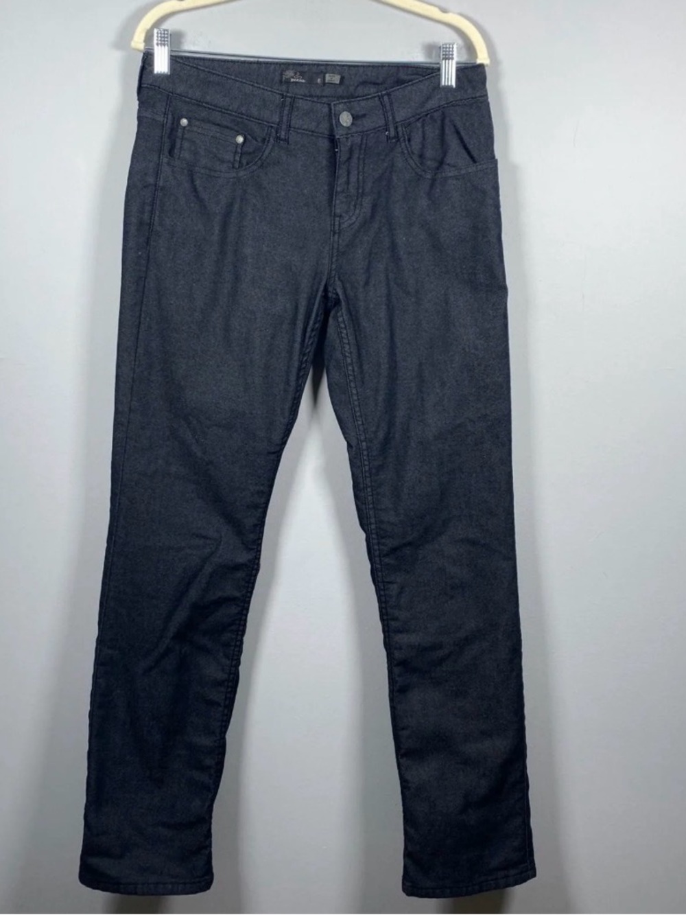 Prana Women's fleece lined Straight Leg Jeans in Charcoal Black